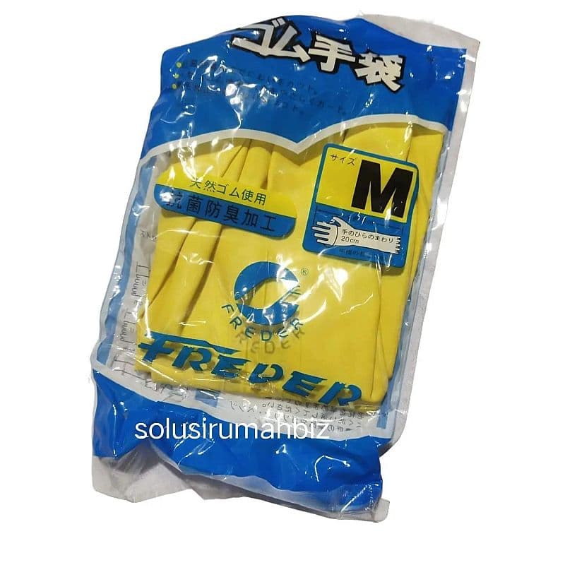 Sarung Tangan Karet Latex Ukuran M Merk Freder Warna Kuning Yellow 1 Pasang