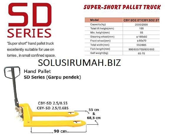 HAND PALLET 2.5TON SD(SUPER SHORT) TRUCK HYDRAULIC MANUAL RRC(PESAN)