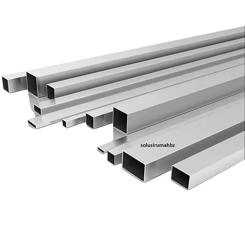 per10cm hollow aluminium pipa kotak holow potongan panjang pilih ukur 11x11 10x10 10x20 23x43 25x50