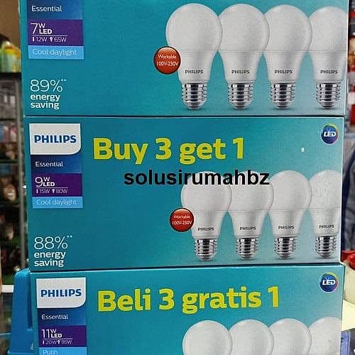 lampu Philips Essential Led 4in1 5W 7W 9W 11W Putih Multi pack white