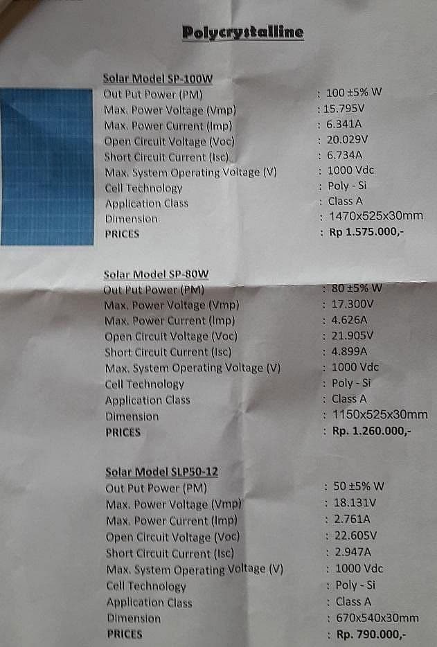 POLYCRYSTALLINE SOLAR MODEL SLP50-12 SOLAR PANEL TENAGA MATAHARI