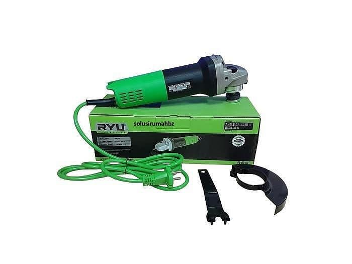 TEKIRO RYU MESIN DISCGRINDA RSG100-6 Gerinda Tangan 100mm 12000 RPM 580W Tegangan 220V/50-60Hz untuk Granit Baja Kayu Keramik