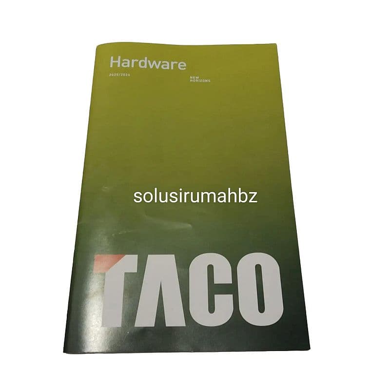 KATALOG HARDWARE TACO ACCESORIES FURNITURE aksesories engsel rel laci aluminium kunci gas spring buku