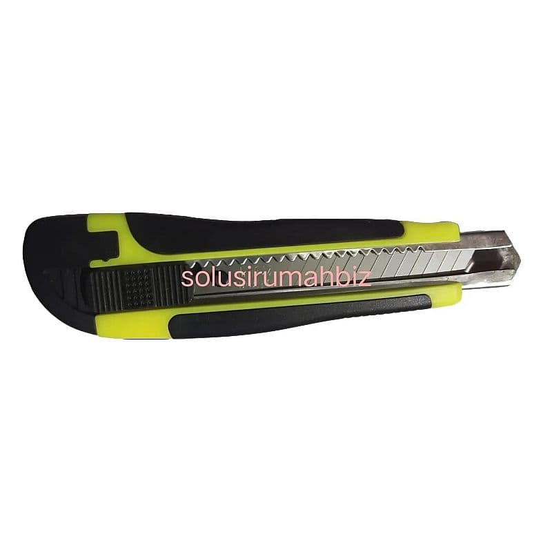 PISAU CUTTER HANDLE PLASTIC KARET 18MM BESAR TEBAL CUTER PEMOTONG 18 mm warna biru kuning hijau