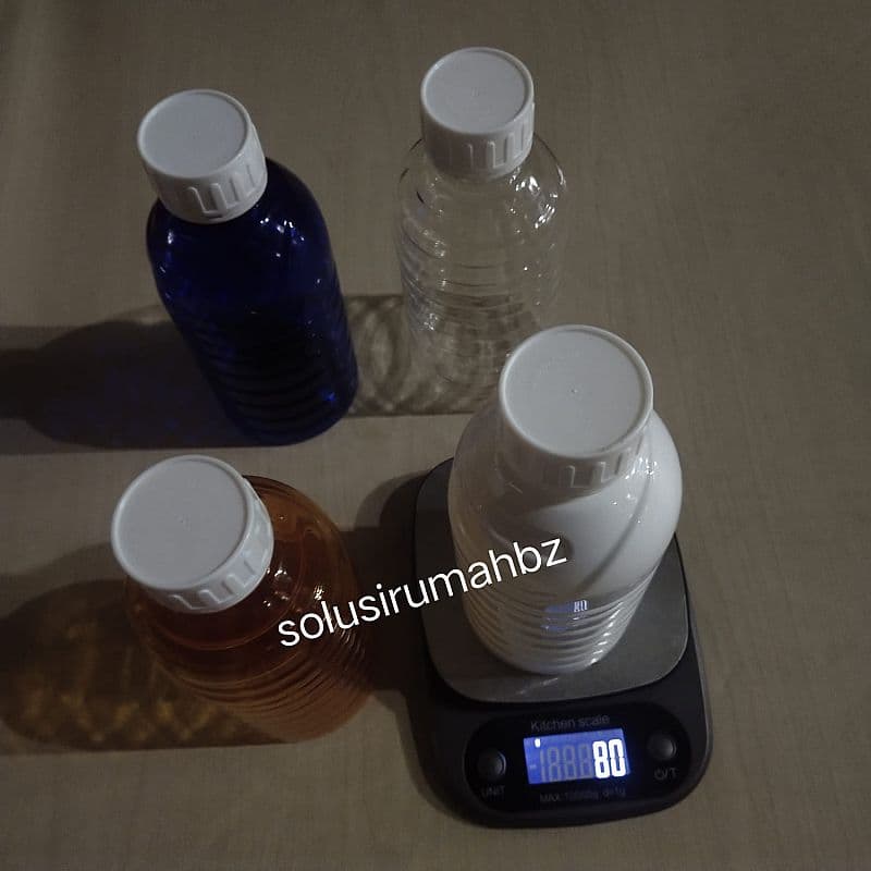 BOTOL KIMIA 1000ML + DOUBLE TUTUP BULAT GARIS 1L TEBAL WARNA BENING Bahan Tebal 80 Gram Ready Stock