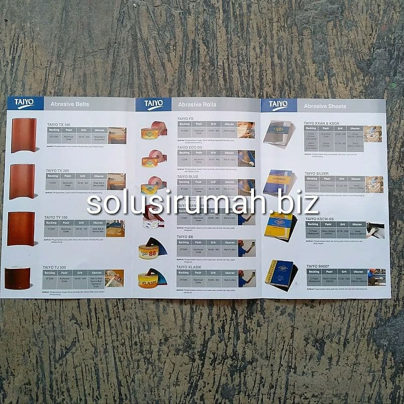 KATALOG AMPLAS TAIYO KERTAS GOSOK DAN POLES ABRASIVE BROSURE 6HAL