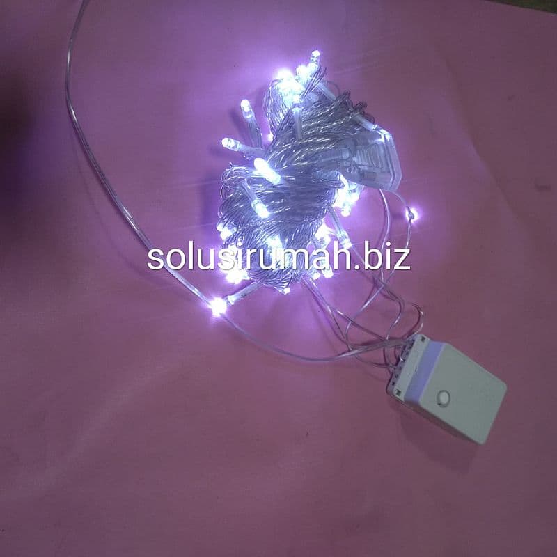 LAMPU NATAL LED 100 PUTIH WHITE LAMPU HIAS WARNA 10M