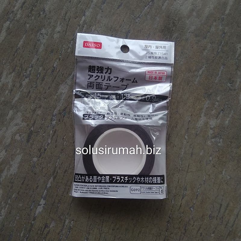 ISOLASI 3/4" HITAM DOUBLE TAPE 19*1M*1MM STRONG ACRYLIC FOAM