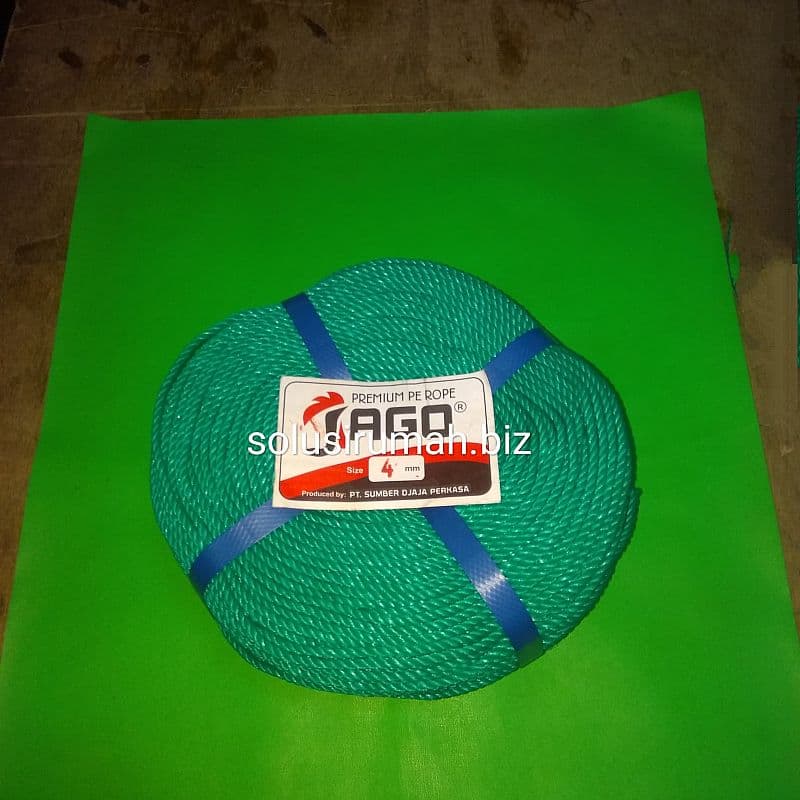TALI TAMPAR 4MM HIJAU MUDA kwa JAGO/meter
