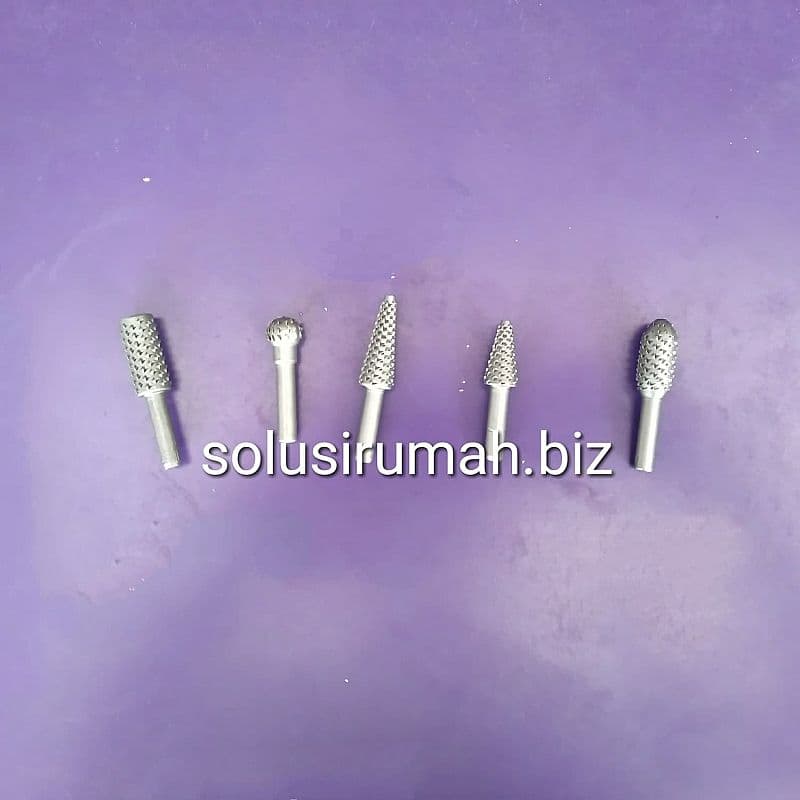 MATABOR KAYU UKIR ROTARY SET 5PCS SILVER MODEL KENTARO  MATA BORKIKIR UKIR RAPS