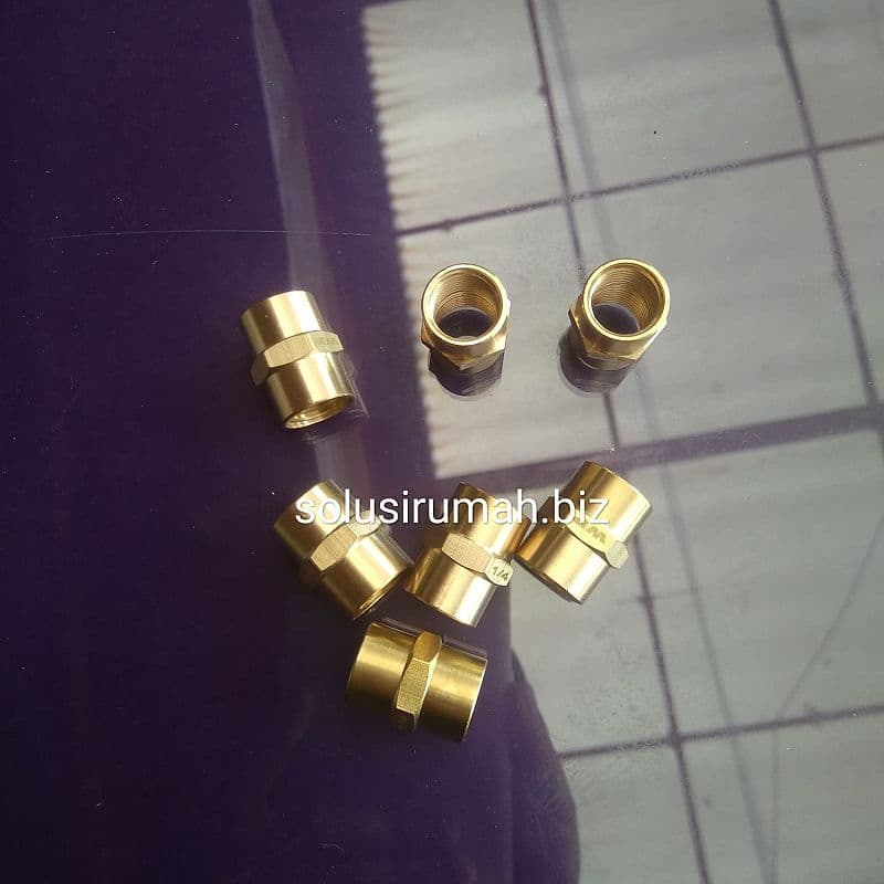 BRASS/SS SDD 1/4*1/4 SOK KUNINGAN F1/4*F1/4 FEMALE NIPPLE/pcs