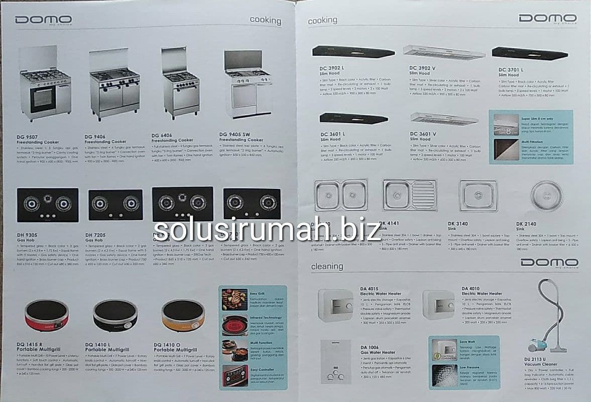 KATALOG BROSURE DOMO COOKING COOKER MULTIGRILL BAK CUCI KOMPOR HOB HOO