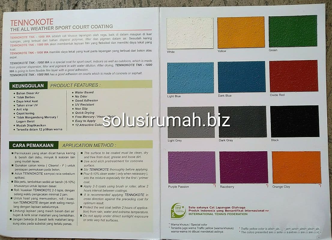 KATALOG CAT LAPANGAN KASAR TENNOKOTE ANTI SLIP SPORT COATING TEXTURE