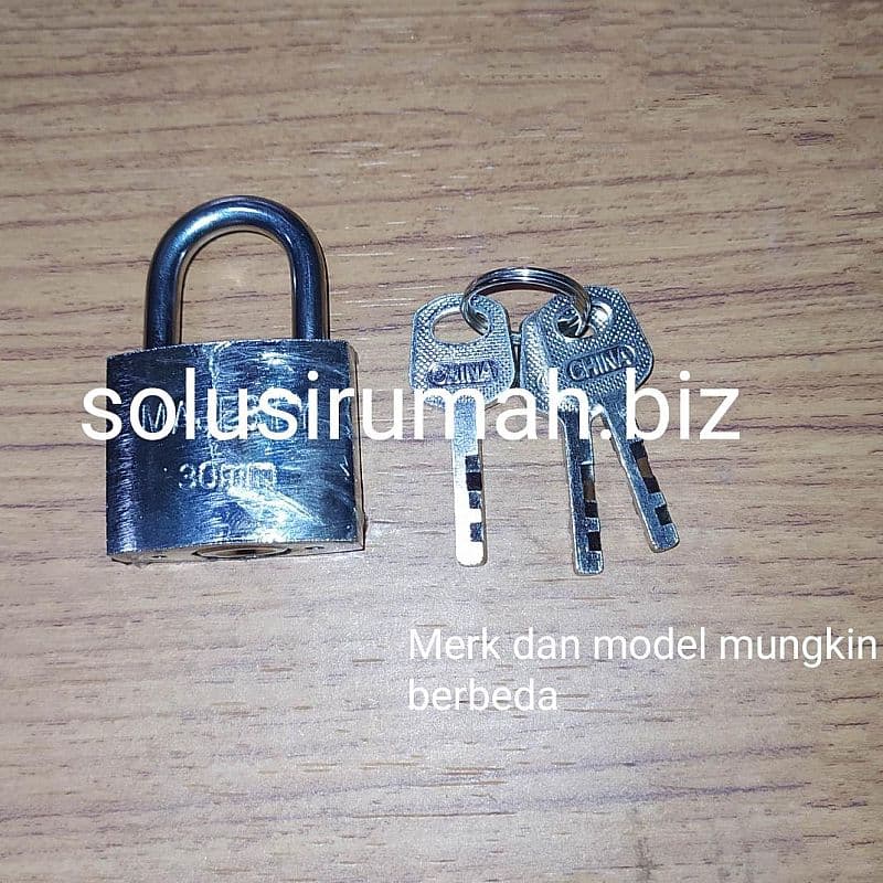 gembok pagar 3kunci 30mm 30 mm leher pendek besi model ss stainless st
