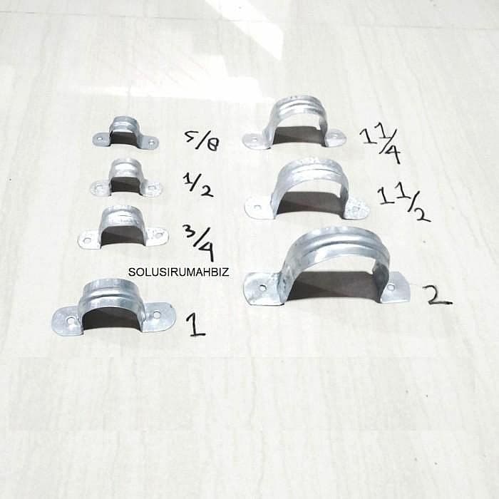 perpcs Klem seng 2 inch plat pipa 2" omega besi galvanis 2inch