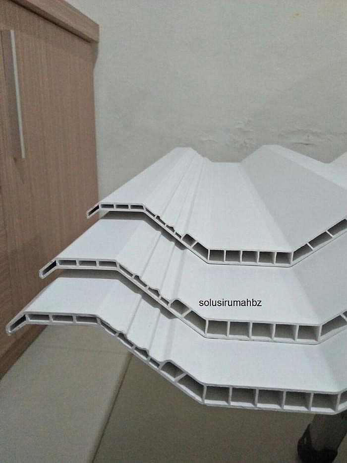 atap upvc tebal 10mm panjang 1m putih potong gelombang double layer