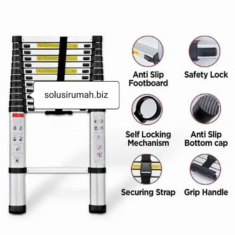 TANGGA ALUMINIUM TELESKOPIC TELESCOPIC 2.6M 2.6 M METER SINGLE LIPAT 2