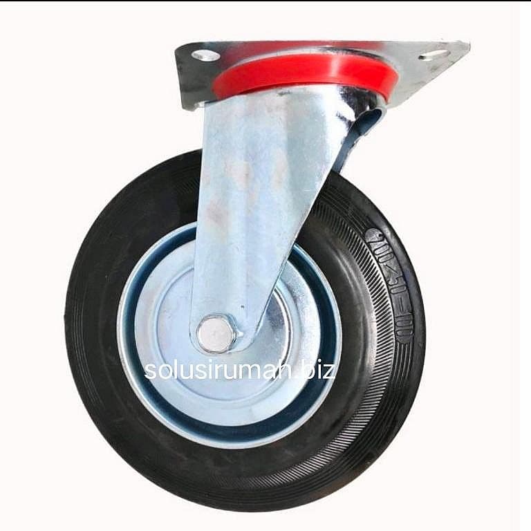 RODA 8" HIDUP RODA KARET HITAM 8 IN TROLI TROLLEY ETALASE 200mm 200 mm