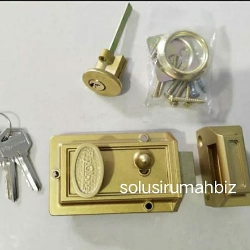GRENDEL PUTAR PLUS KUNCI KUNING IMPOR PENGUNCI PINTU KEY BOLT KAMAR