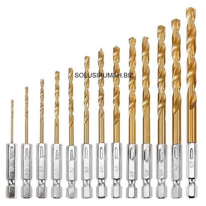 Mata Bor Drill Steel Titanium Hex Shank 13 PCS 13PCS BESI PAHAT STEEL