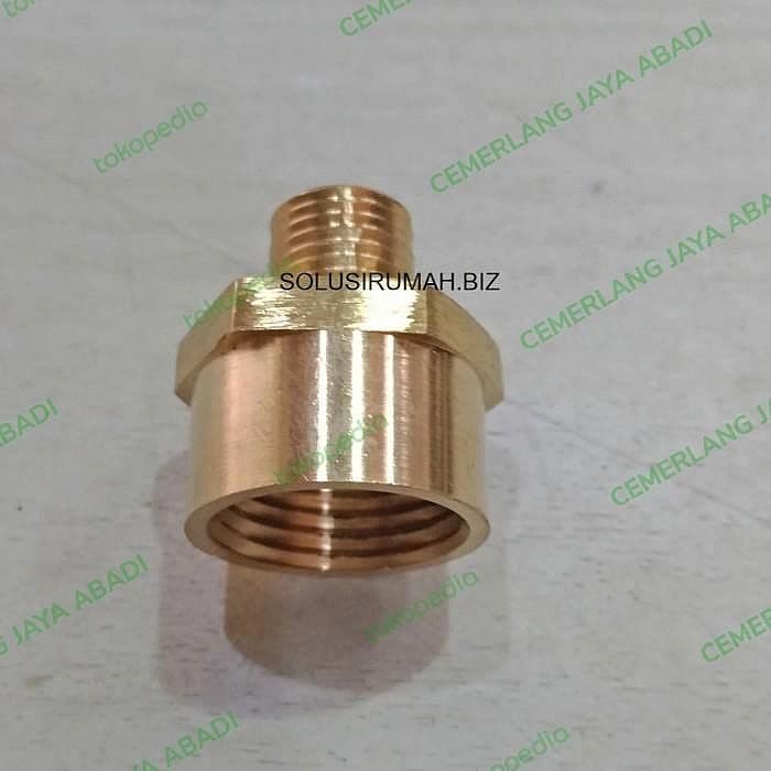 nepel M 1/4 x F 1/2 dobel nepel sok kran drat dalam 1/2" luar 1/4"