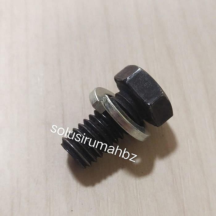 Baut + ring potong beton muller bahan baja super 8.8 MATA POTONGAN BESI BETON hitam drat panjang 20mm an