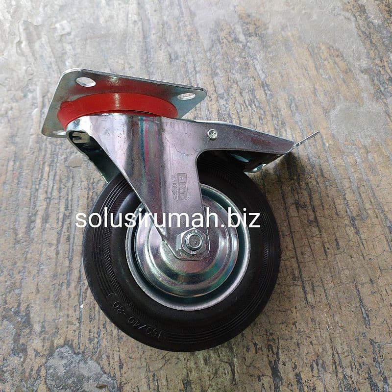 RODA 6" HIDUP REM RODA KARET HITAM 6 IN TROLI TROLLEY ETALASE