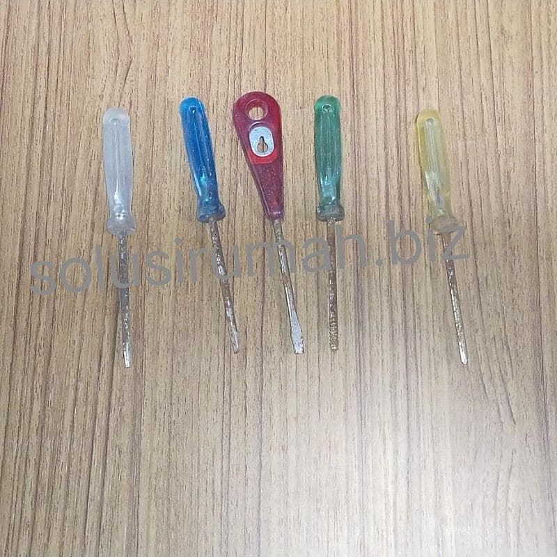 obeng set 11cm an obeng mini campur 5pcs murah minus plus ulir lancip