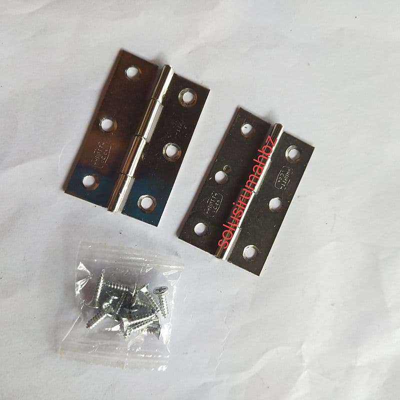 ENGSEL TIPIS 3" SS T1MM STAINLESS + SEKRUP 3 IN STEEL HINGE INCH 1PASA
