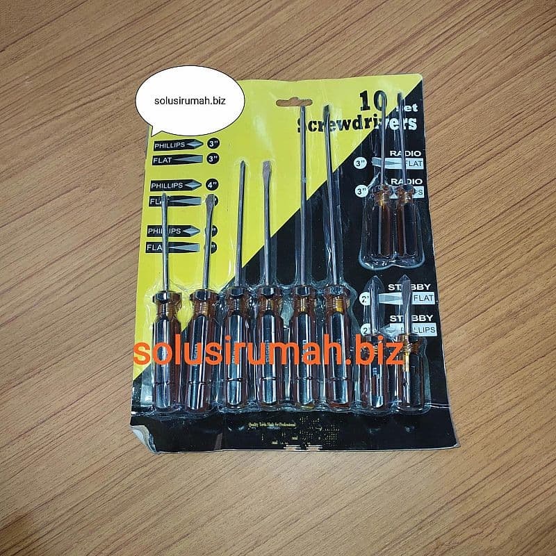 OBENG SET TEMBUS 10PCS KUNING TRANSPARANT MODEL STANFORD RADIO 10 PCS