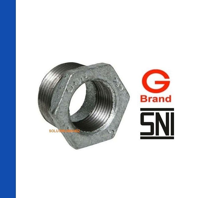 vlok ring besi galvanis m 1/2 x f 3/8 v vring drat 1/2" 3/8" galvanis