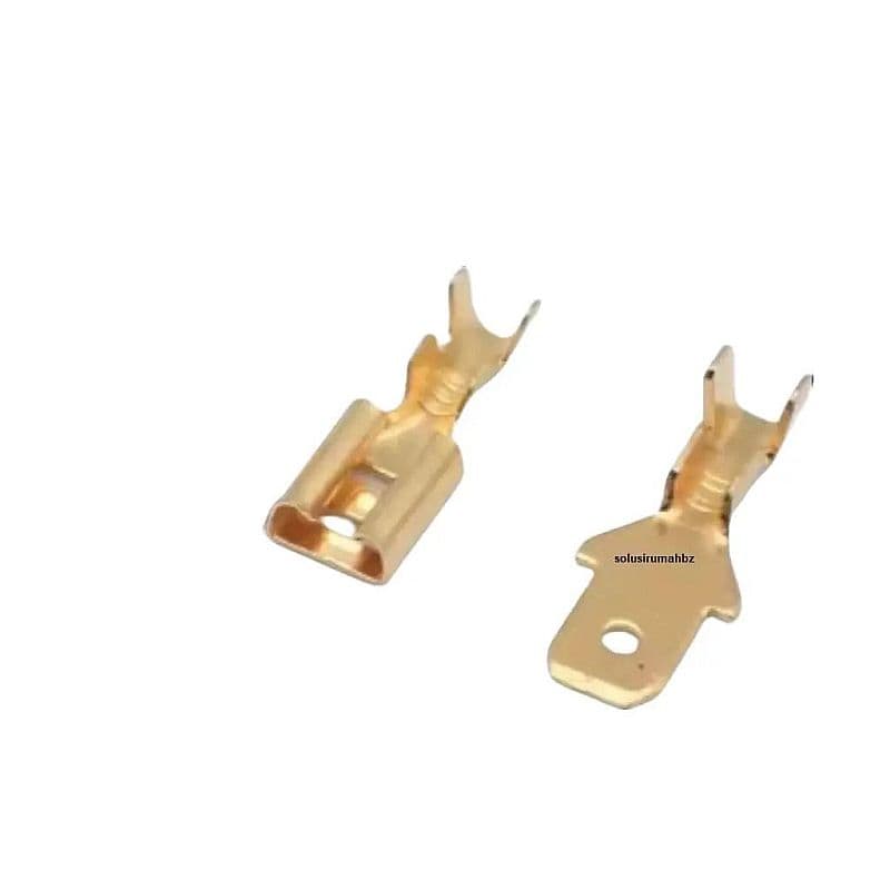 Terminal Skun Gepeng Cewek Female & Cowok Male 6.3mm Kuningan pilih Cable Kabel Tembaga connector