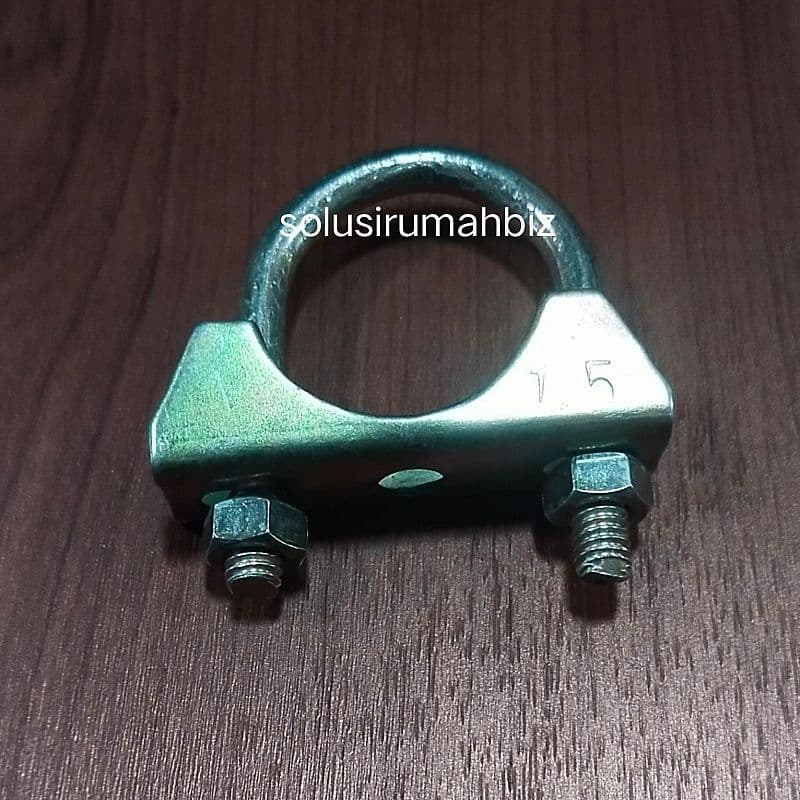 KLEM U JAKET GOLD 1 1/2 INCH TEBAL 7mm PIPA KUNING CLAMP BAUT MUR MOR