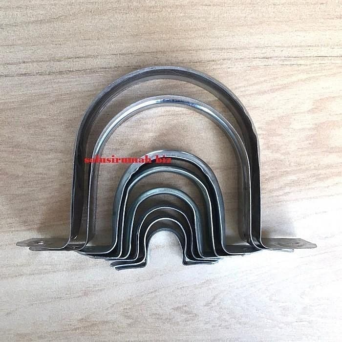 Klem pipa 5/8" 5/8 inch in 16mm zinc pipe plat omega seng besi clamp