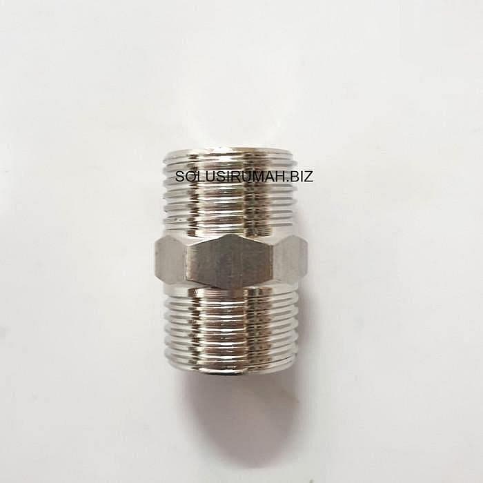 Double Nepel / Sock Neple Stainless 1/2" Inch / Sambungan Pipa / Kran