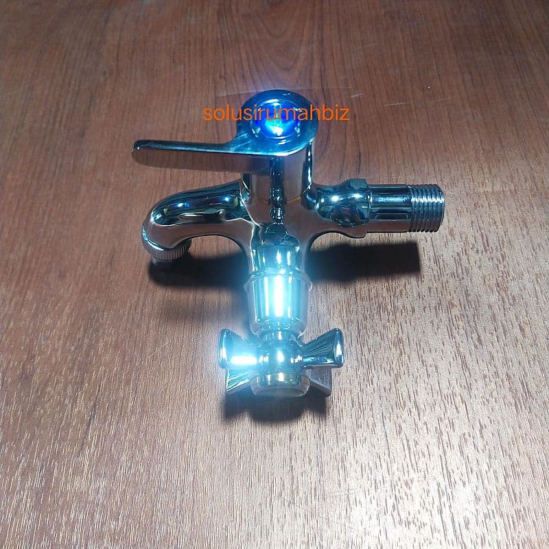 kran double premium +-417g bunga engkol 2 lubang cabang mixer super