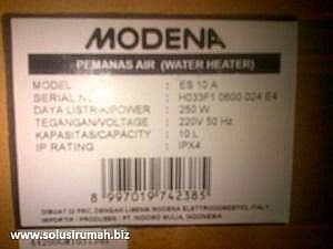 WATERHEATER MODENA ES 10A LISTRIK