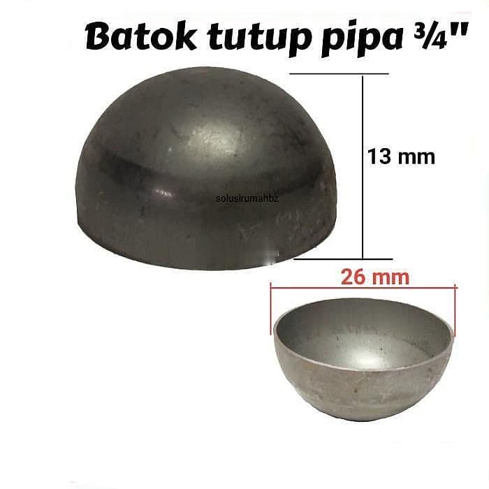 batok tutup pipa 3/4 in TIGA PEREMPAT besi plat metaal 3/4"