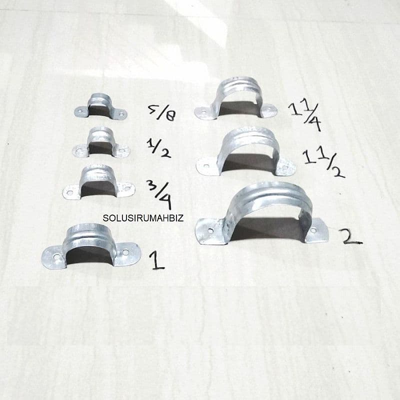 perpcs Klem seng 5/8 inch plat pipa 5/8" omega besi plat galvanis