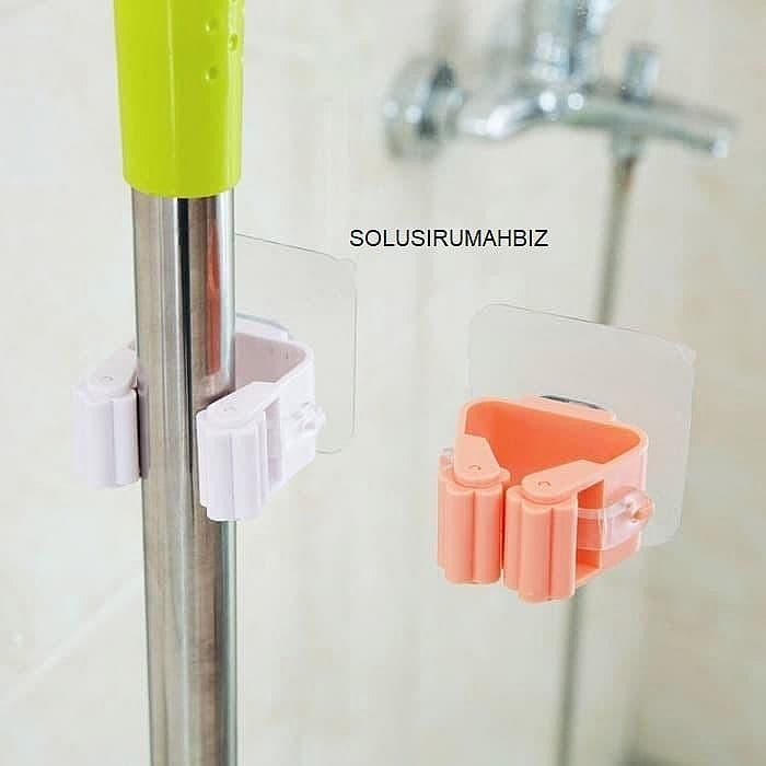 Gantungan dinding keramik hook tempel sapu alat pel mop holder hanger