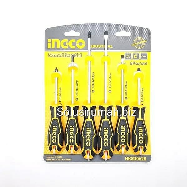 Obeng set Gagang Karet Screwdriver set 6 pcs Ingco