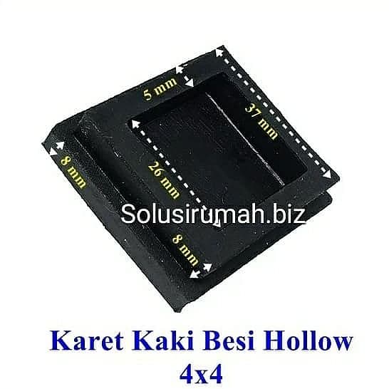 Kaki Karet Holo Hollow 4x4 1biji - Karet Bentuk Kotak 4x4mm untuk Kebutuhan Anda