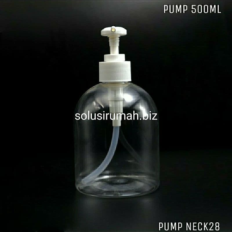 botol pompa 500 ml 500ml bottle pump bening transparant neck 24 pet