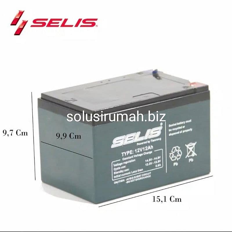 baterai battery 12v 12volt 12 ah merk selis asli merek body besar 12v