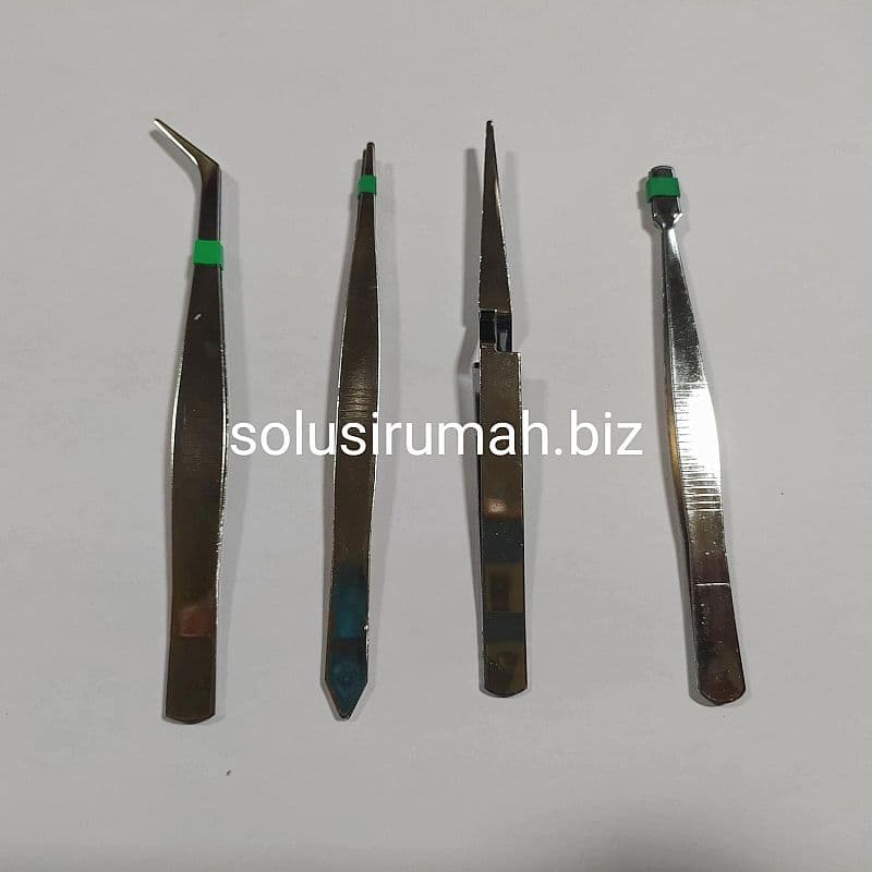 PINSET SET 4BIJI 4PCS TWEEZERS STAINLESS STEEL METAL 4 PCS TWEZER TWEE
