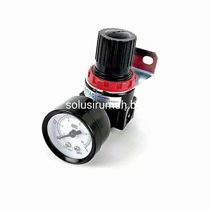 PENGATUR TEKANAN KOMPRESOR SPRAY GUN LURUS HITAM MERAH PROMO CAT METER