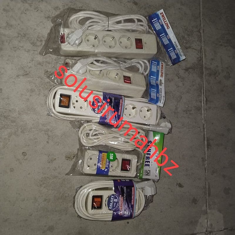 STOP+KABEL stop kontak kabel arde berbagai ukuran lubang 2 3 4 5 6 panjang kabel 1.5m 3m 5m 1.5 3 m 5 m