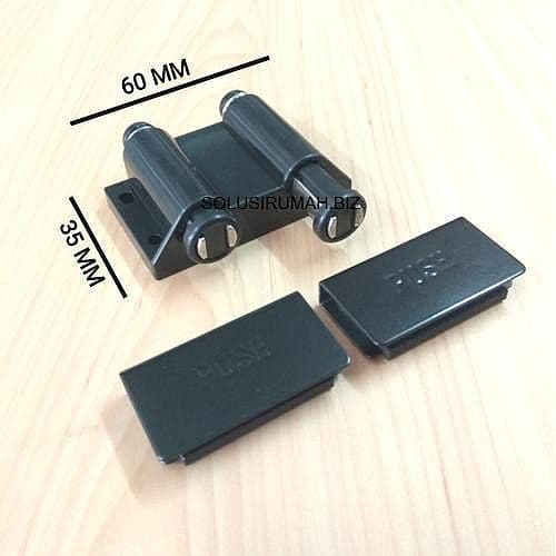 Pengaman pintu lemari kaca DOUBLE + PUSH HUBEN hitam magnet magnit