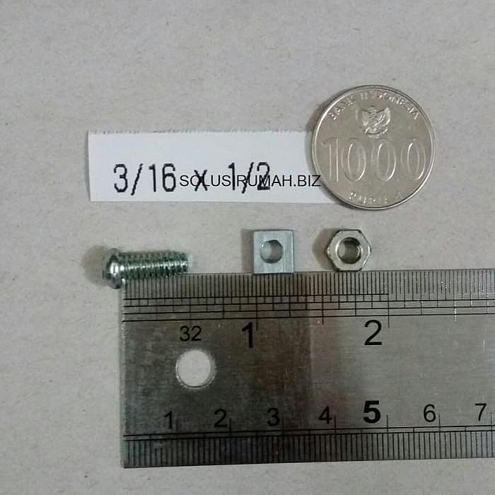 mur Baut Seng Putih 3/16" x 1/2" perpcs 3/16 x 1/2 inch