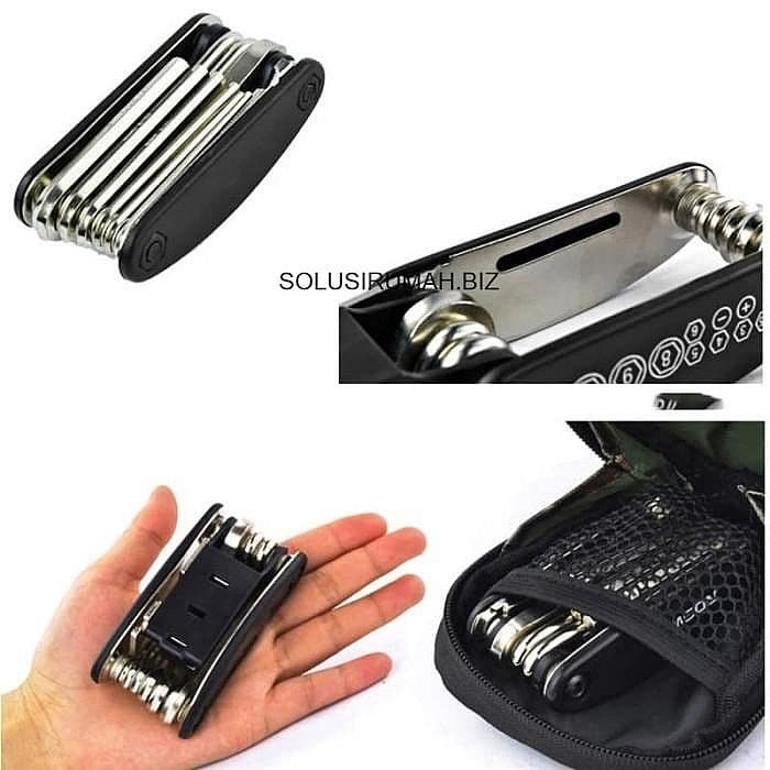 KUNCI LIPAT SET MULTI L OBENG SHOCK PAS SEPEDA MOTOR 15 IN 1 TOOL KIT